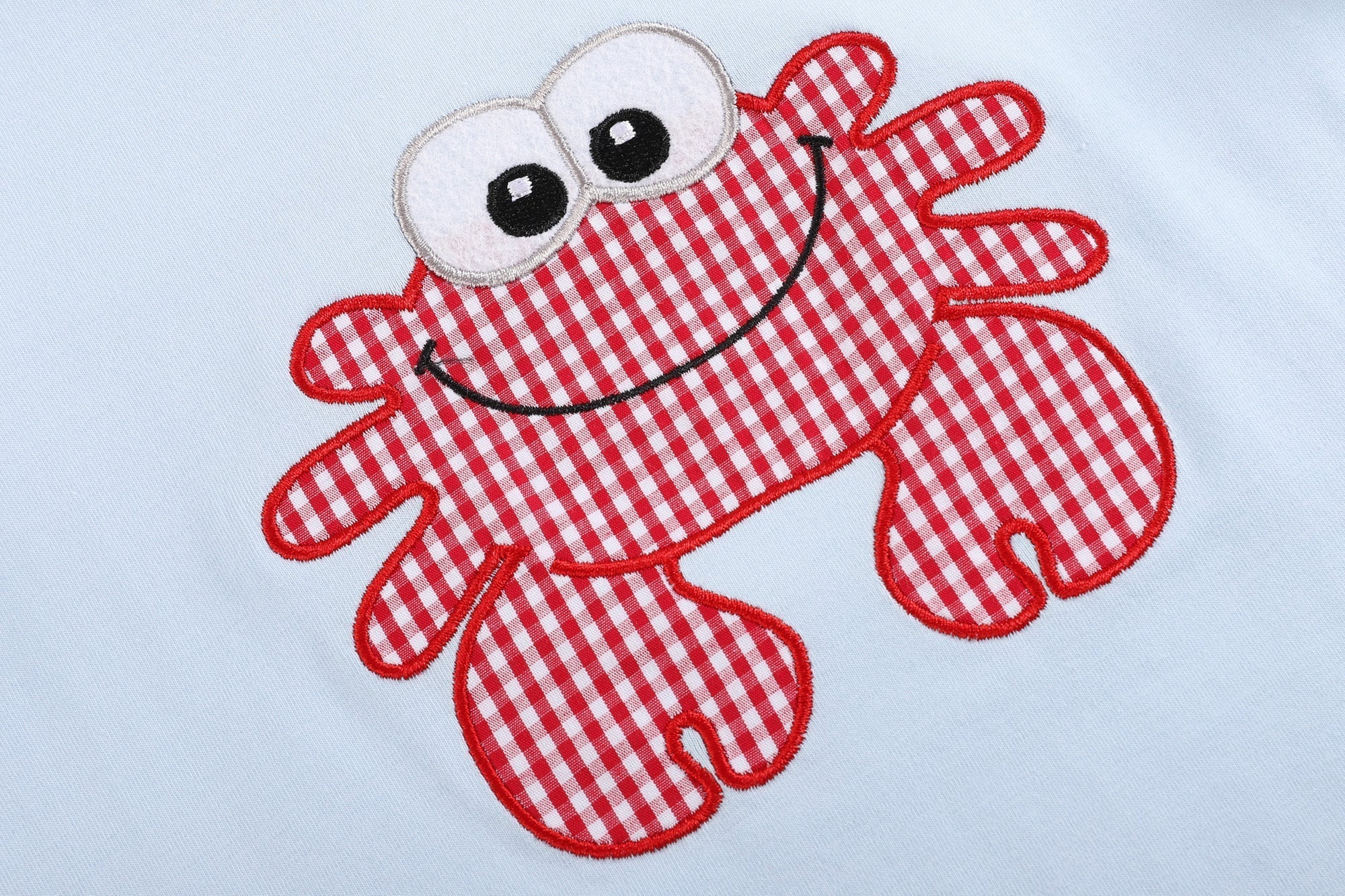 Blue Crab Shirt And Red Gingham Shorts Set