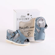 Blue Leather T-bar Pre-walker Sandals