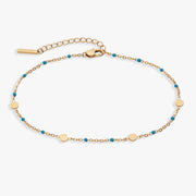 Turquoise Enameled Chain Coin Station Anklet