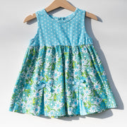 Blue Flower Power And Polka Dot Dress For Baby And Toddler Girls