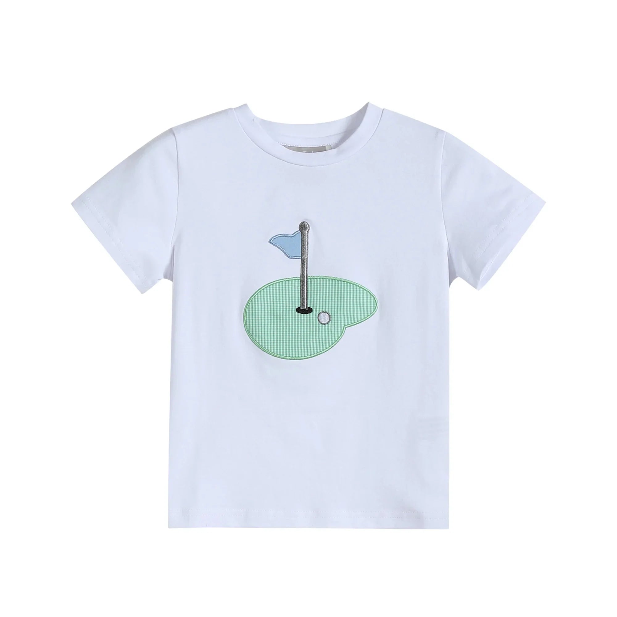 Blue Gingham Golf Hole Shirt And Boy Shorts Set