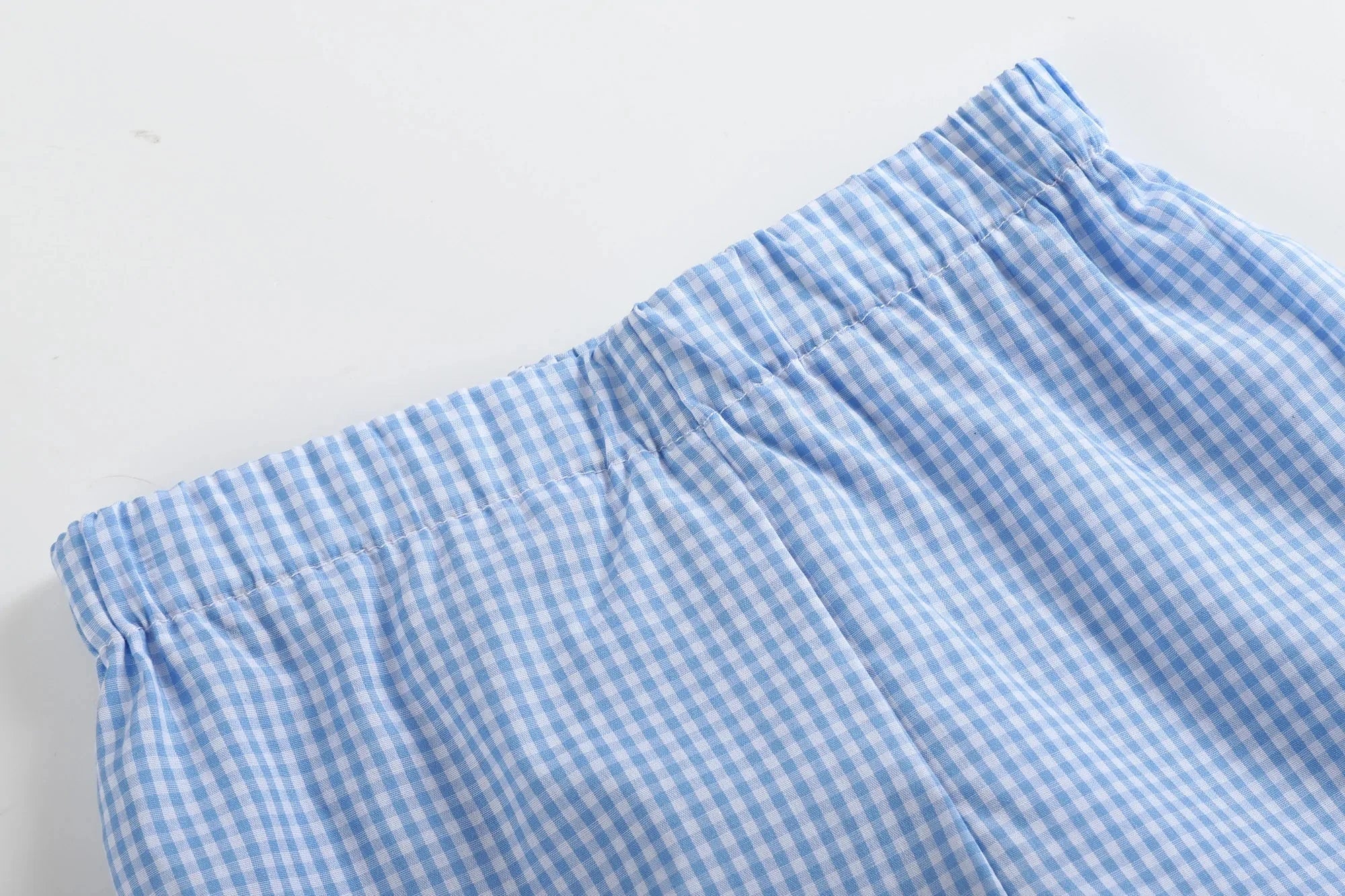 Blue Gingham Golf Hole Shirt And Boy Shorts Set