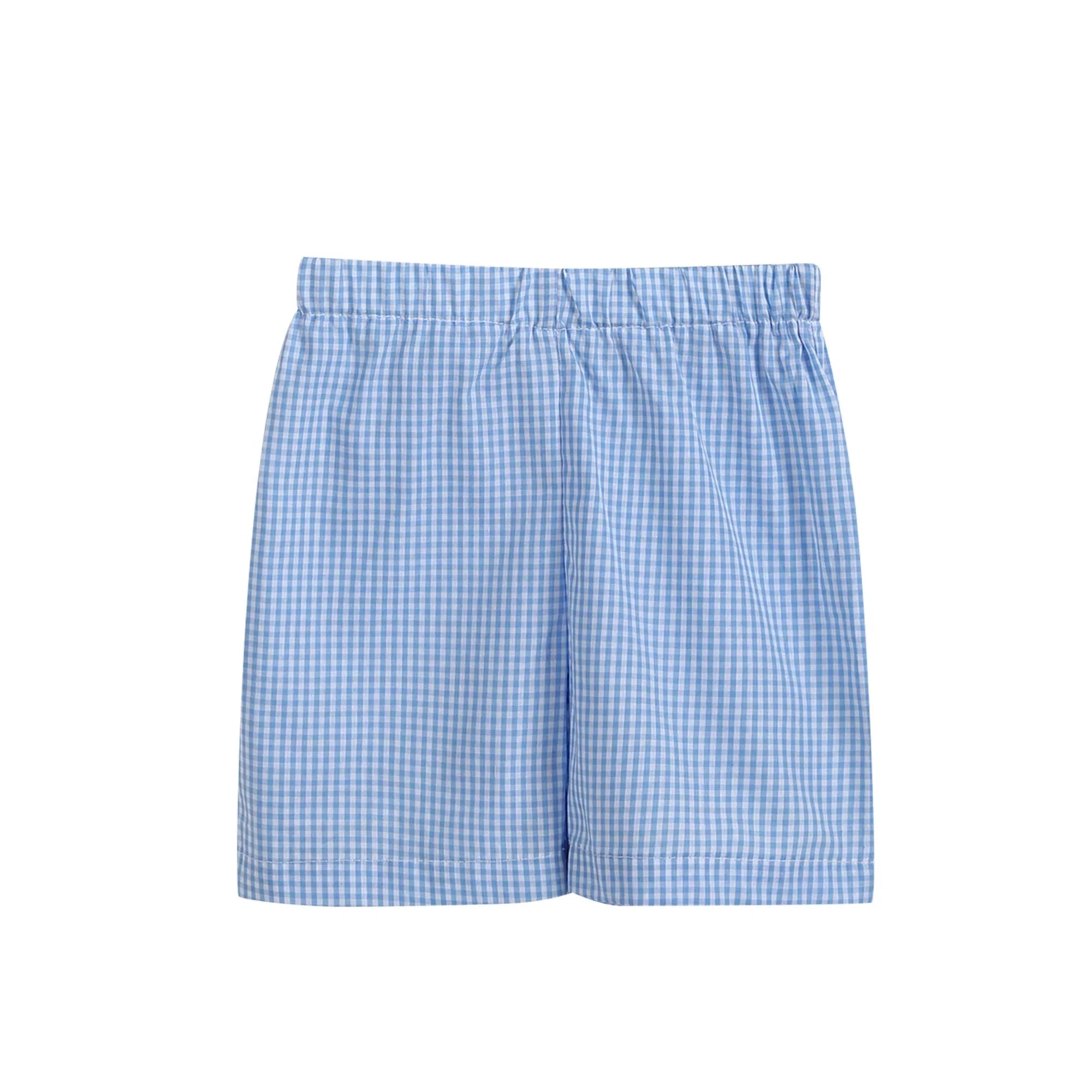 Blue Gingham Golf Hole Shirt And Boy Shorts Set