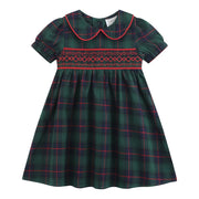Blue, Green Red Plaid Smocked Collared Dress