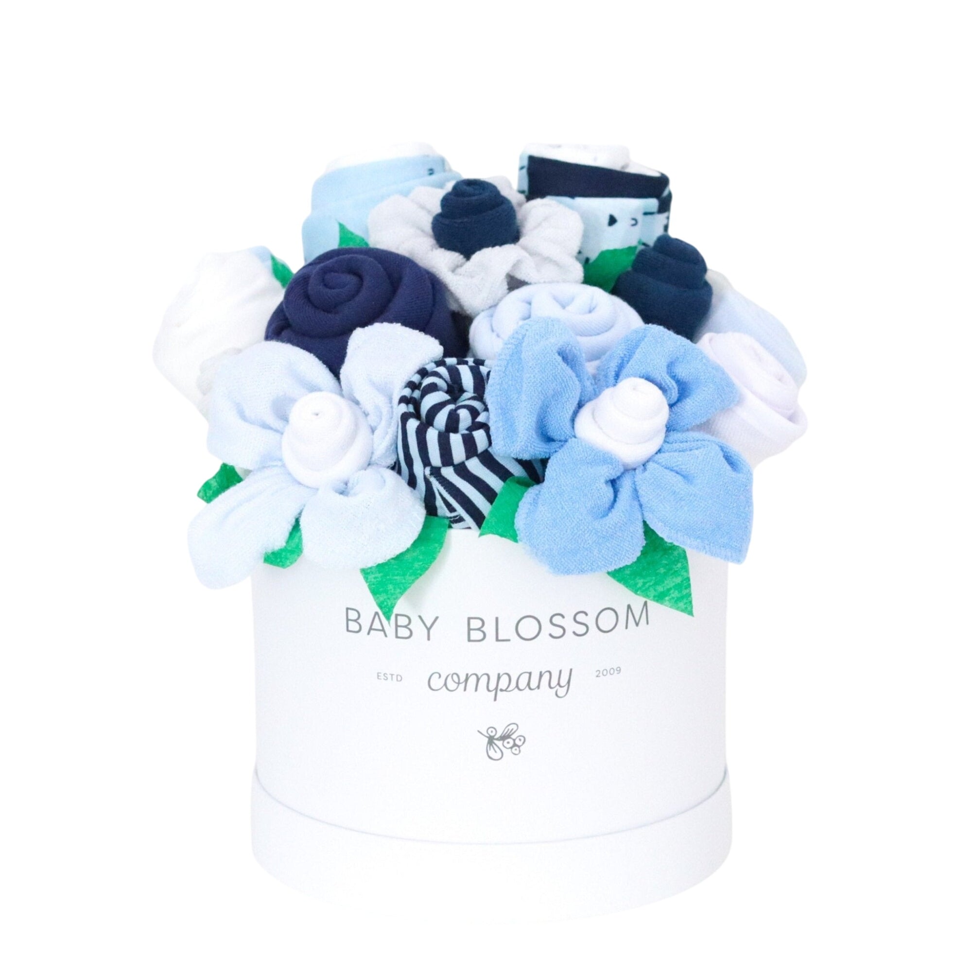 Blue Hatbox Bouquet - Deluxe