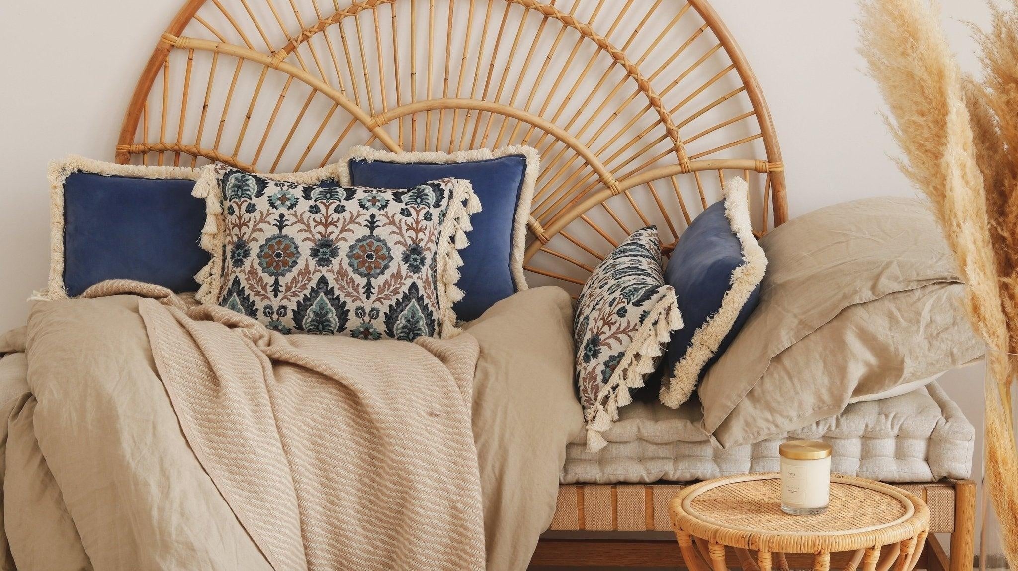 Blue Iris In Istanbul - Pillow With Fringe