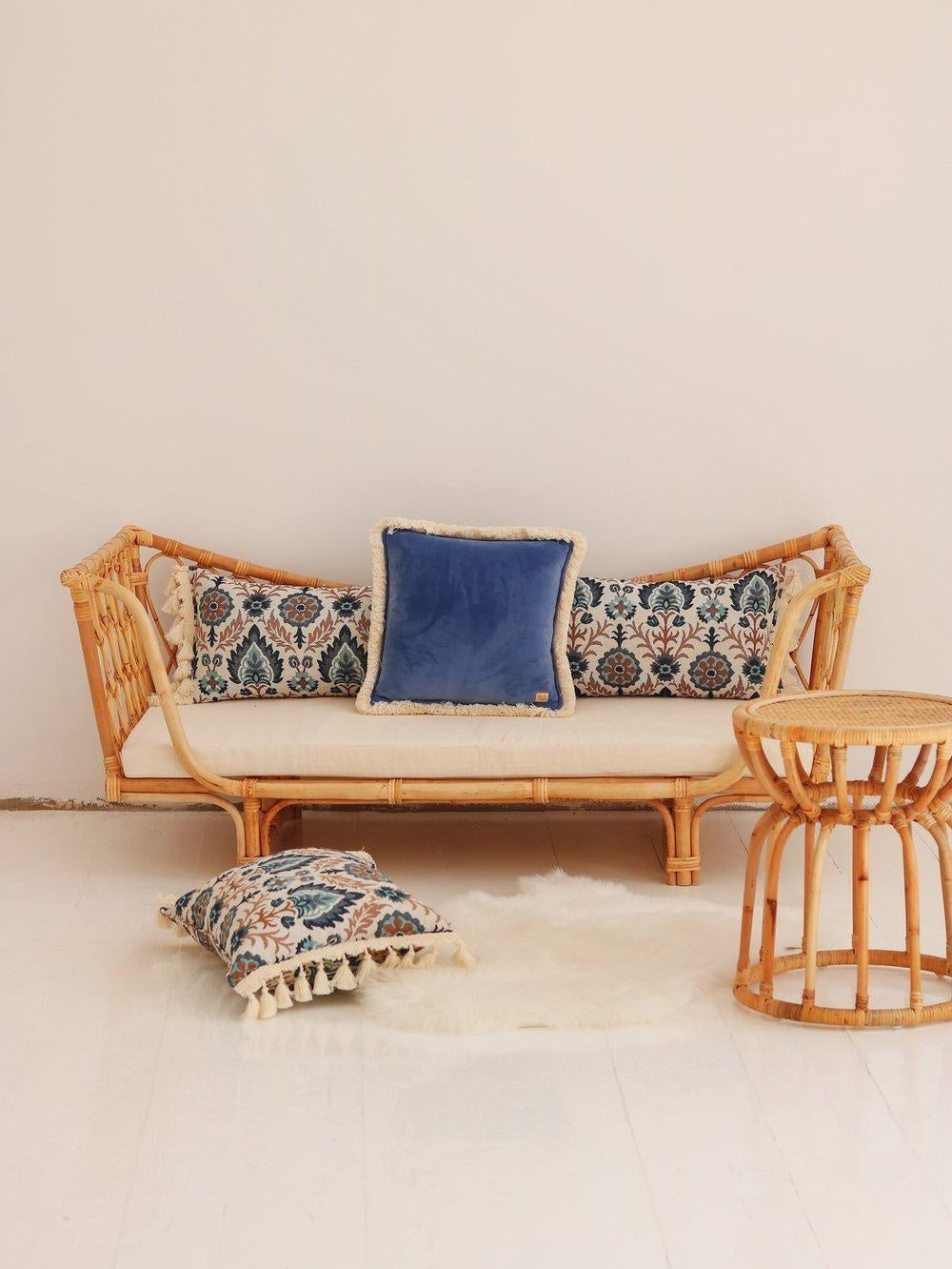 Blue Iris In Istanbul - Pillow With Fringe