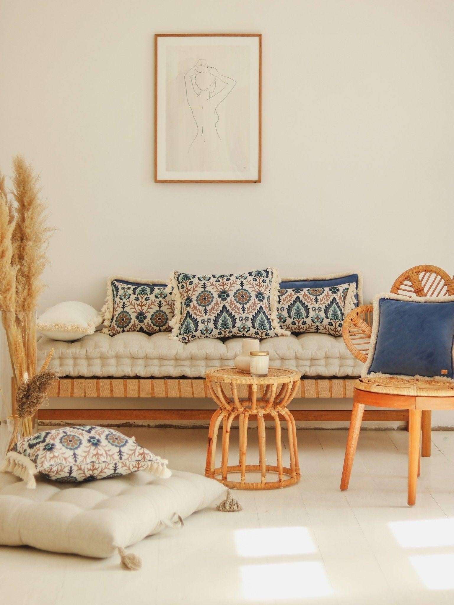 Blue Iris In Istanbul - Pillow With Fringe