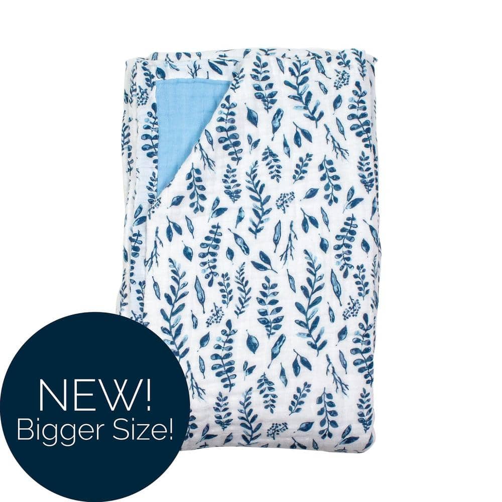 Blue Leaves + Cornflower Classic Muslin Super Snuggle Blanket