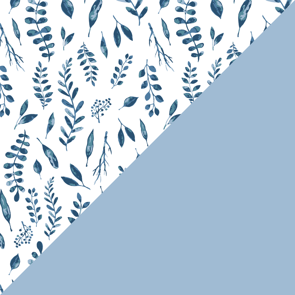 Blue Leaves + Cornflower Muslin Burp Cloths