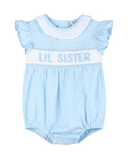 Blue Lil Sister Smocked Romper