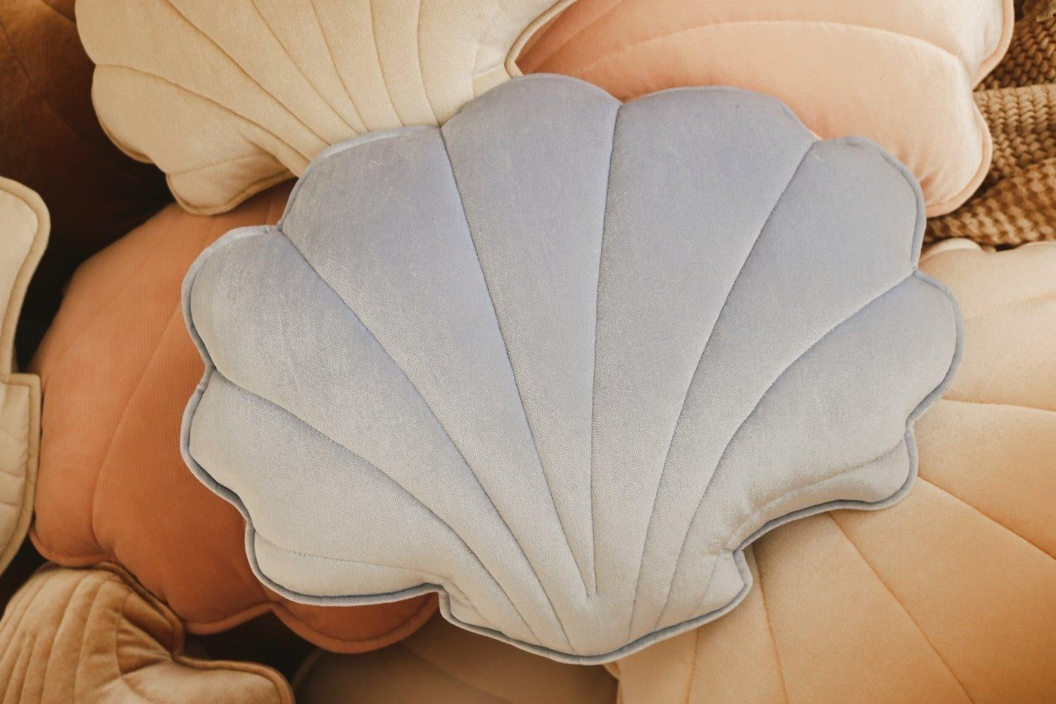 Velvet Blue Pearl Shell Pillow