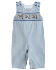 Blue Pinstripe Mallard Duck Smocked Longalls