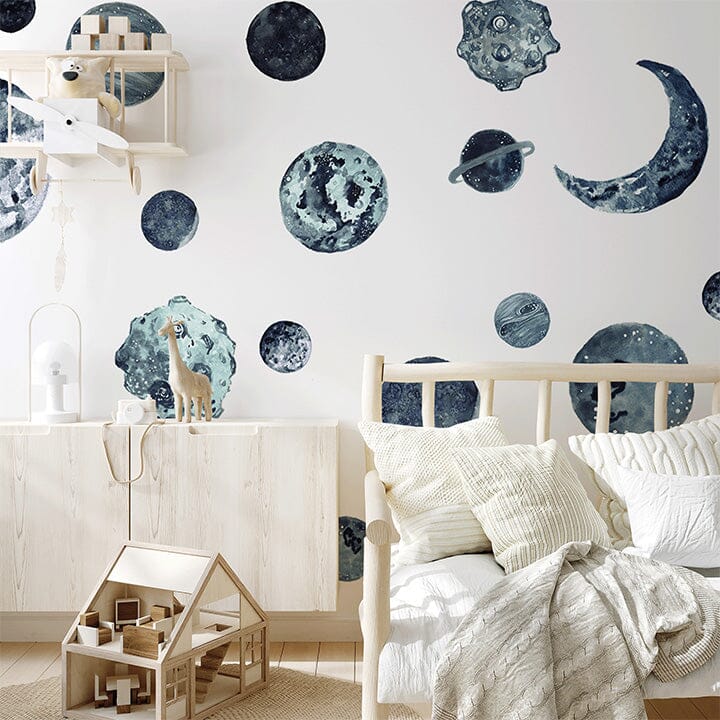 Blue Planets Wall Decals