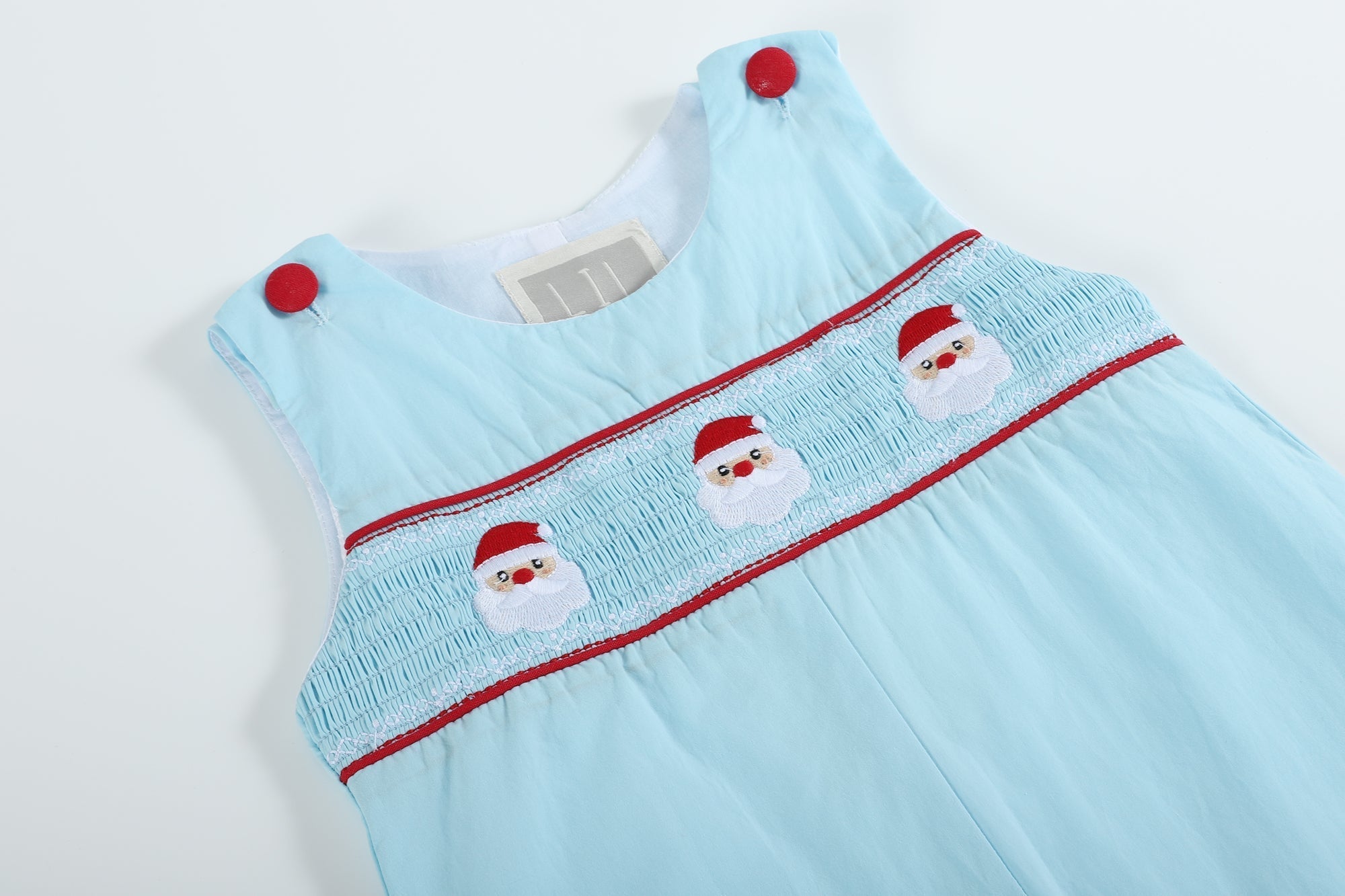 Blue Santa Smocked Overalls