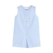 Blue Seersucker Gingham Bunny Shortall
