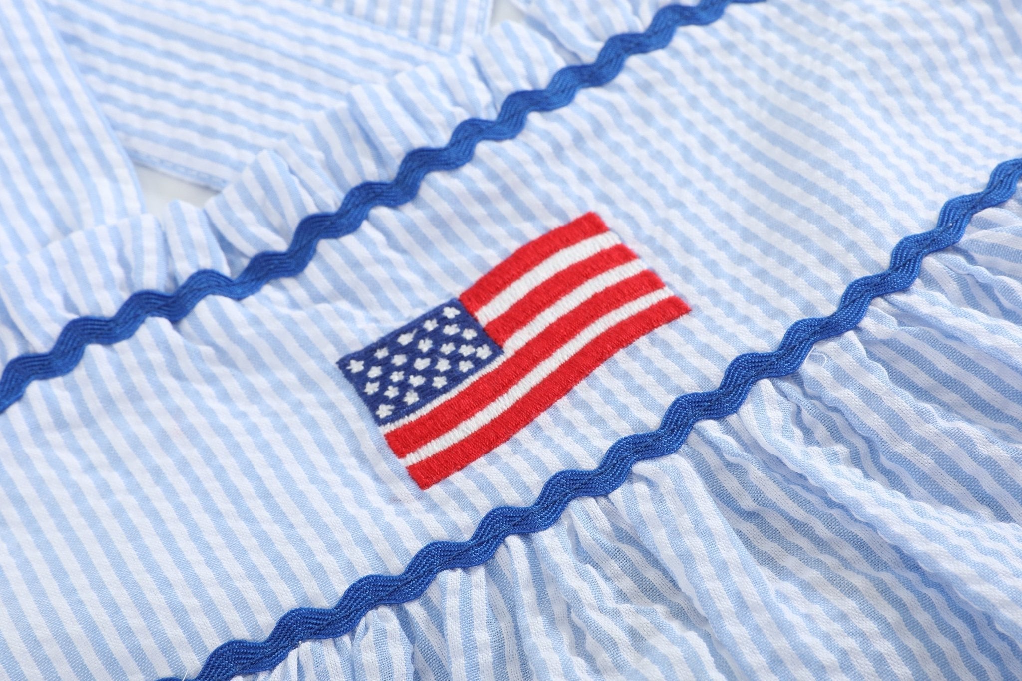 Blue Seersucker Usa Flag Layered Sundress