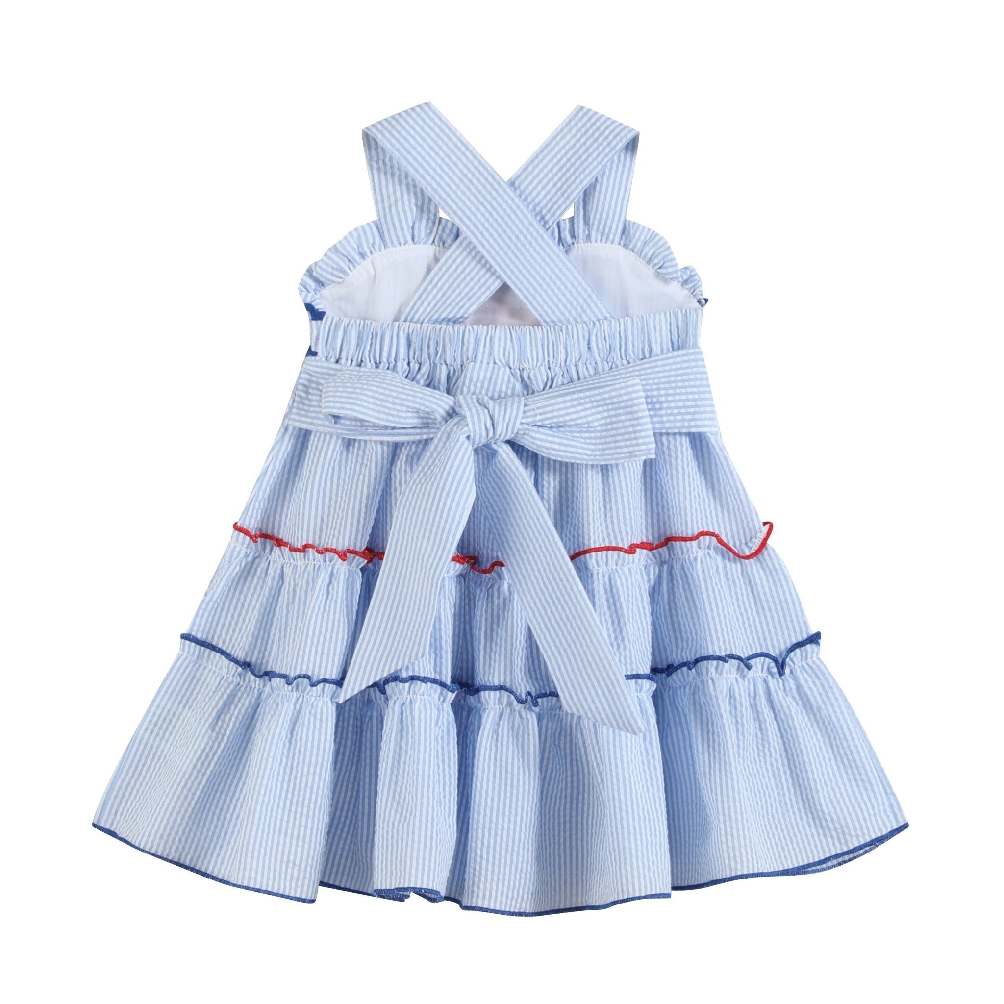 Blue Seersucker Usa Flag Layered Sundress