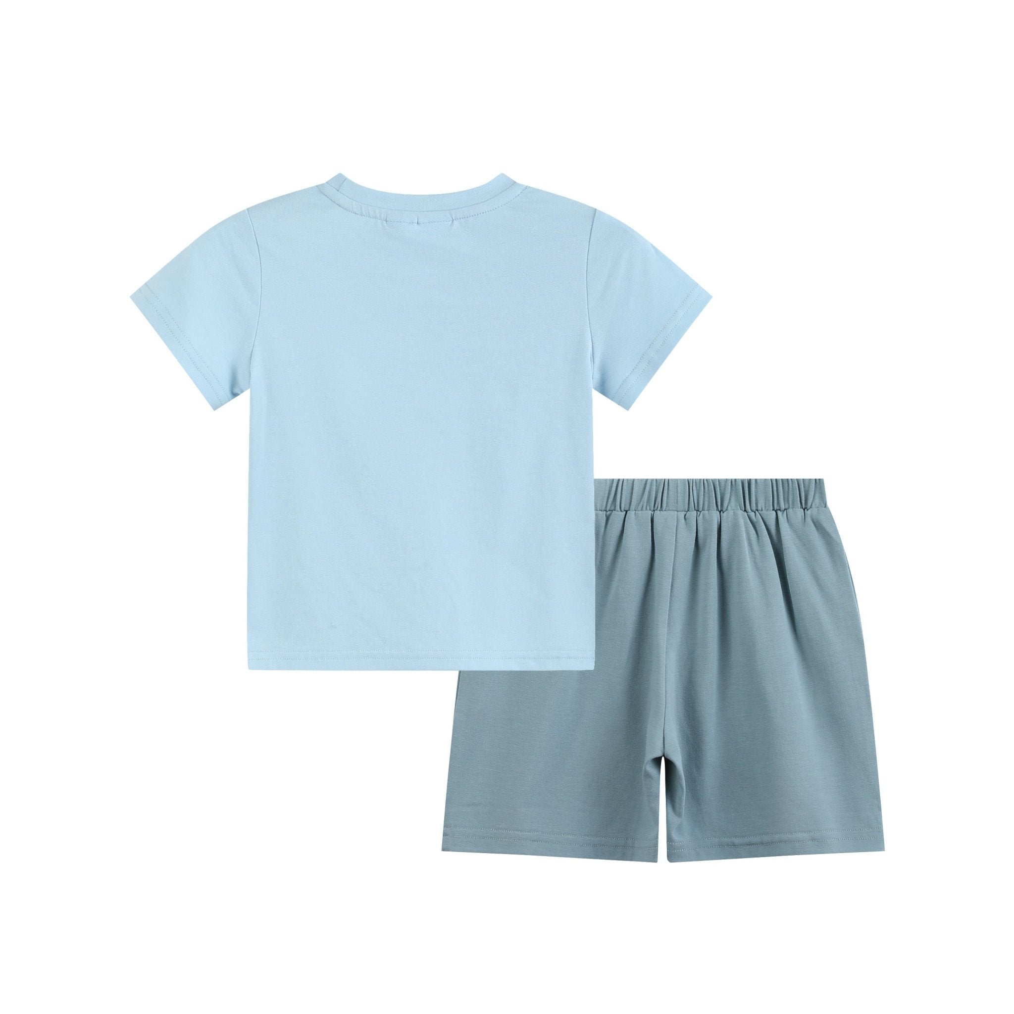 Blue Smocked Abc School Shirt And Shorts Set