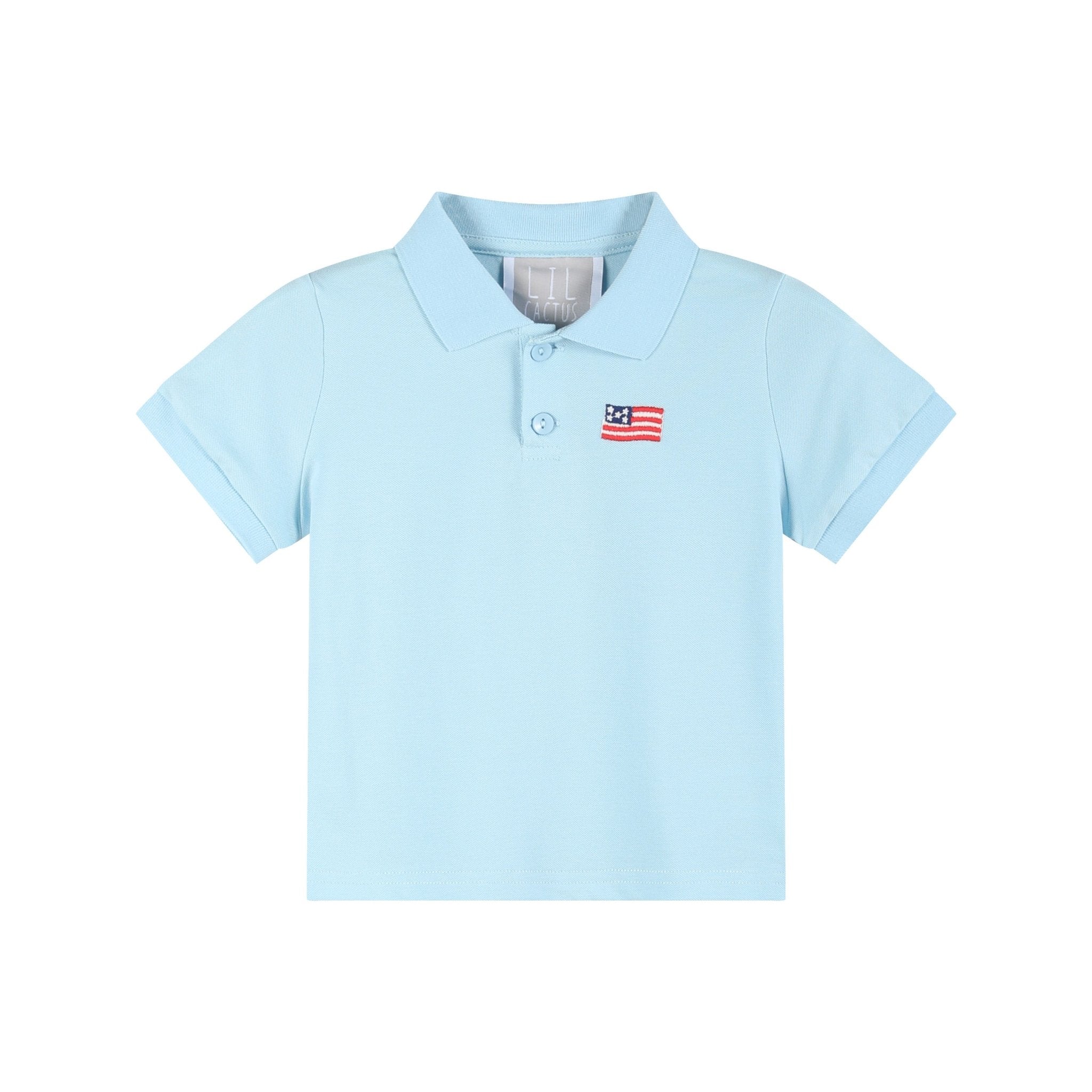 Blue Usa Flag Polo Shirt
