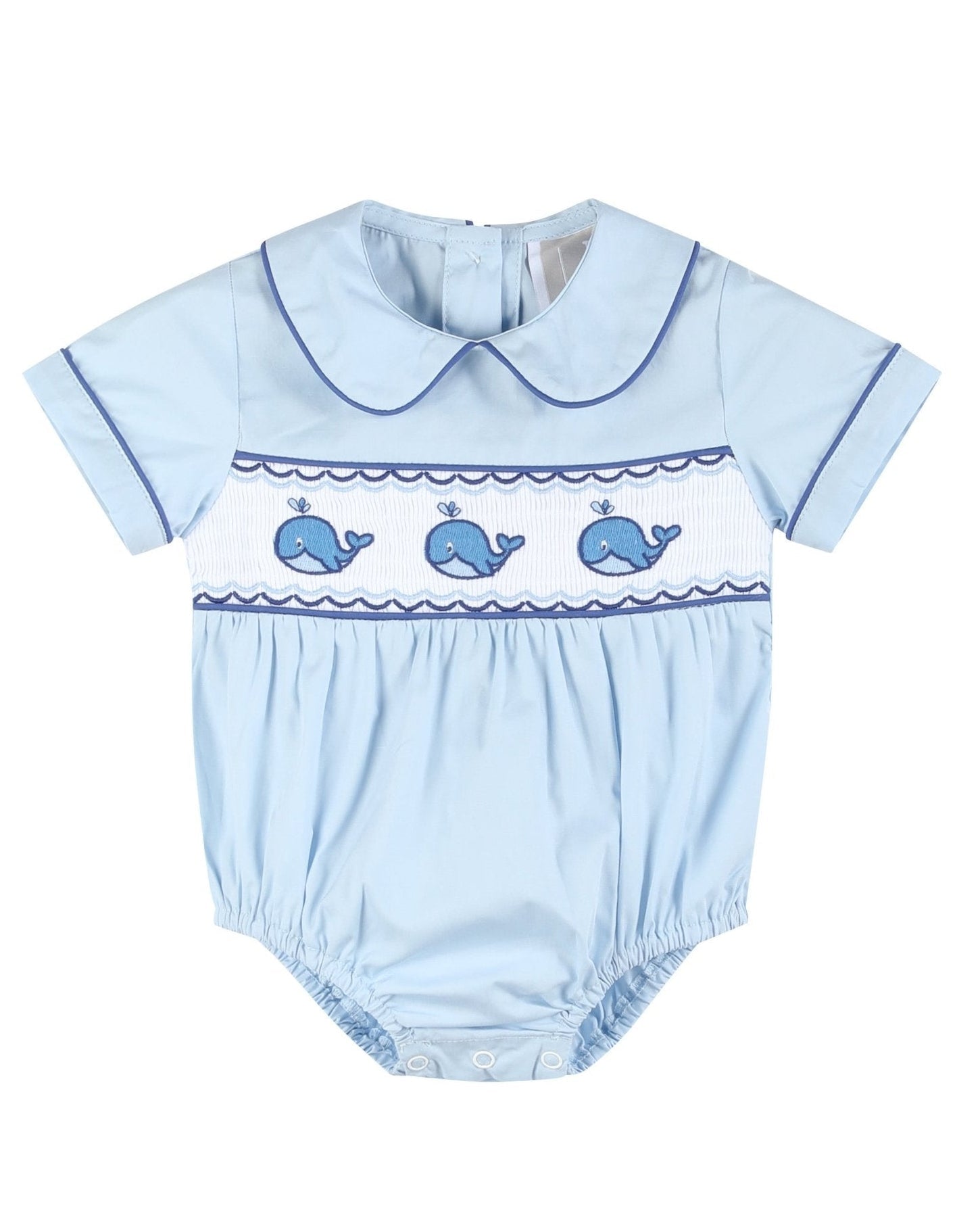 Blue Whale Smocked Collared Bubble Romper