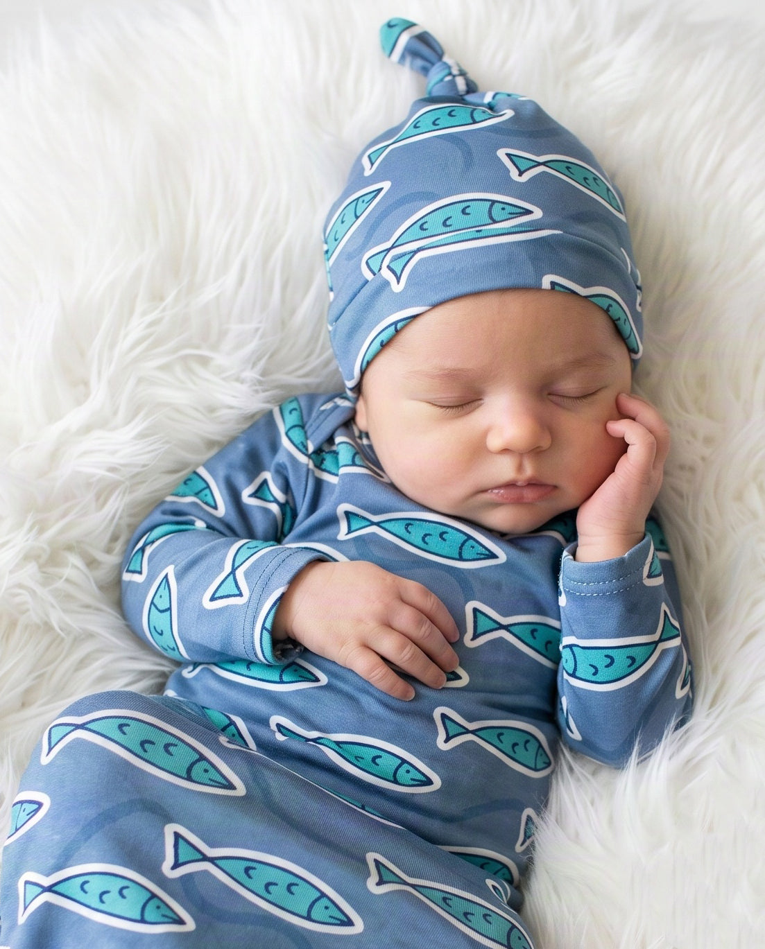 Blue Fish Baby Gown