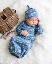 Blue Fish Baby Gown