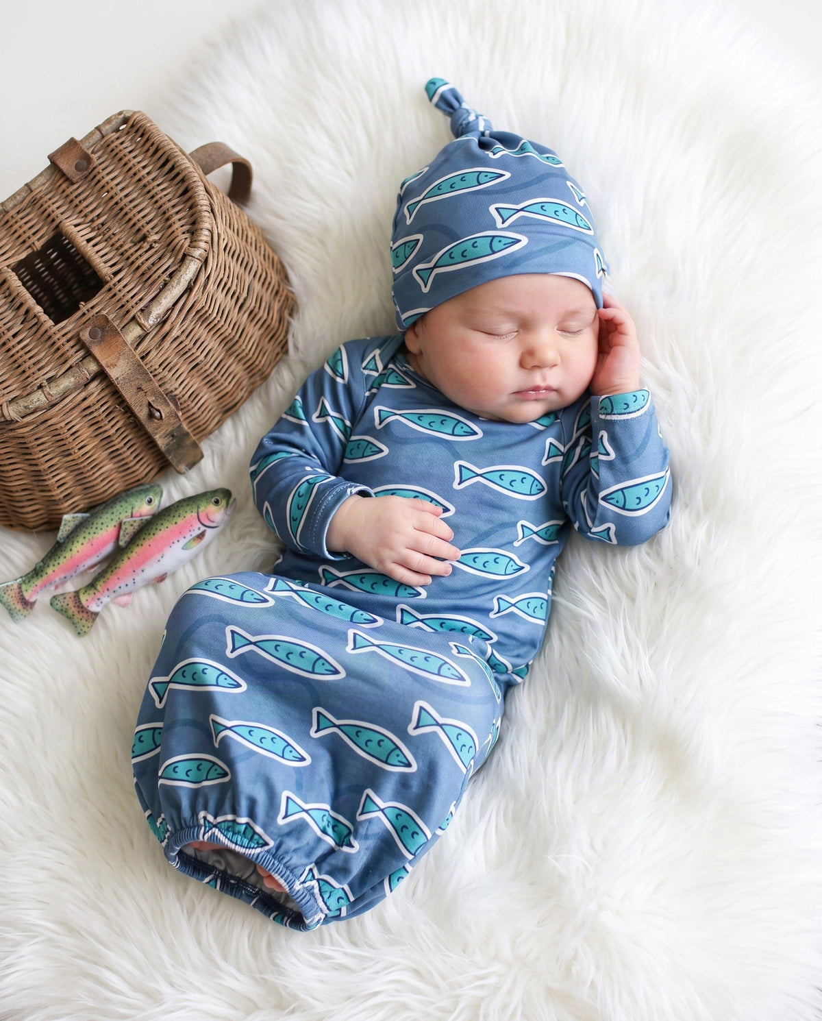 Blue Fish Baby Gown