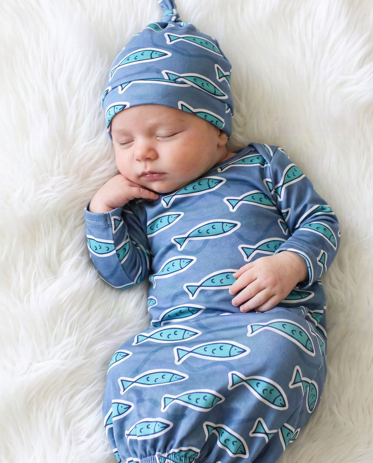 Blue Fish Baby Gown
