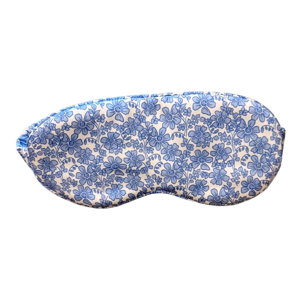 Silk Blue Bonnet Eye Mask | Luxury Floral Sleep Mask For Deep Rest & Skin Care