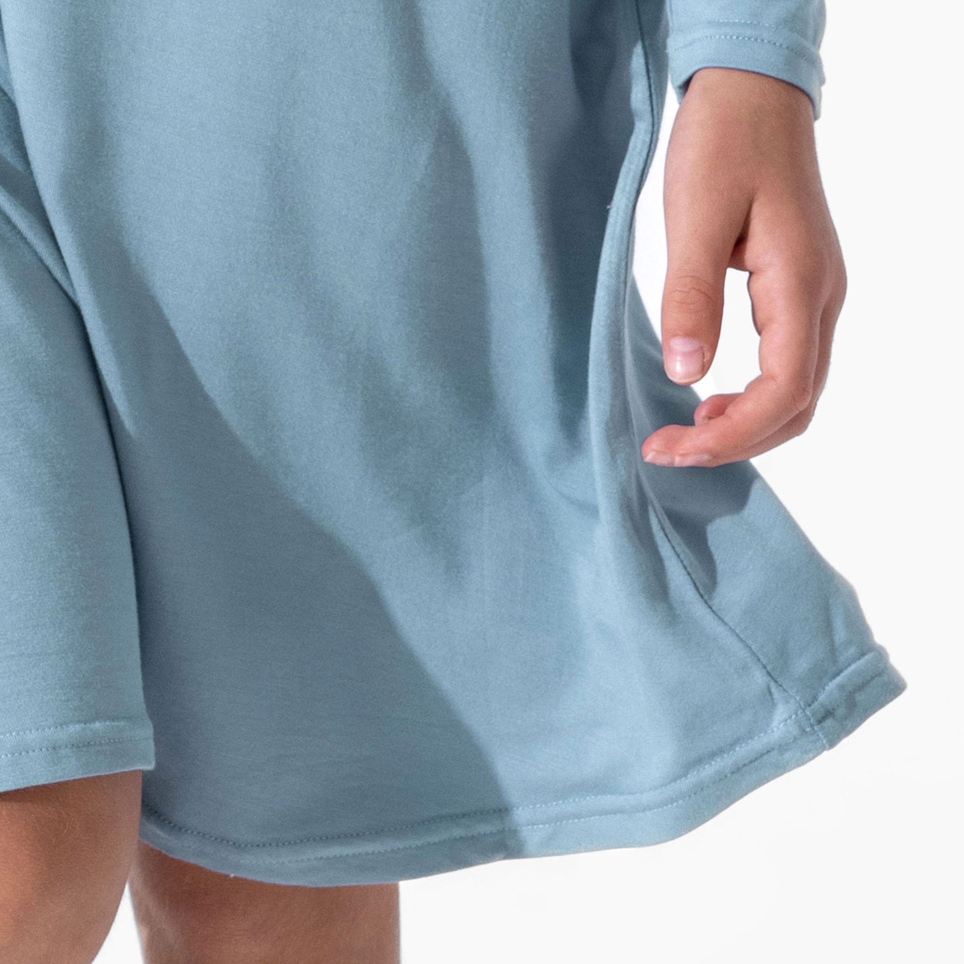 Oasis Teal Bamboo Girls' Long Sleeve Dress