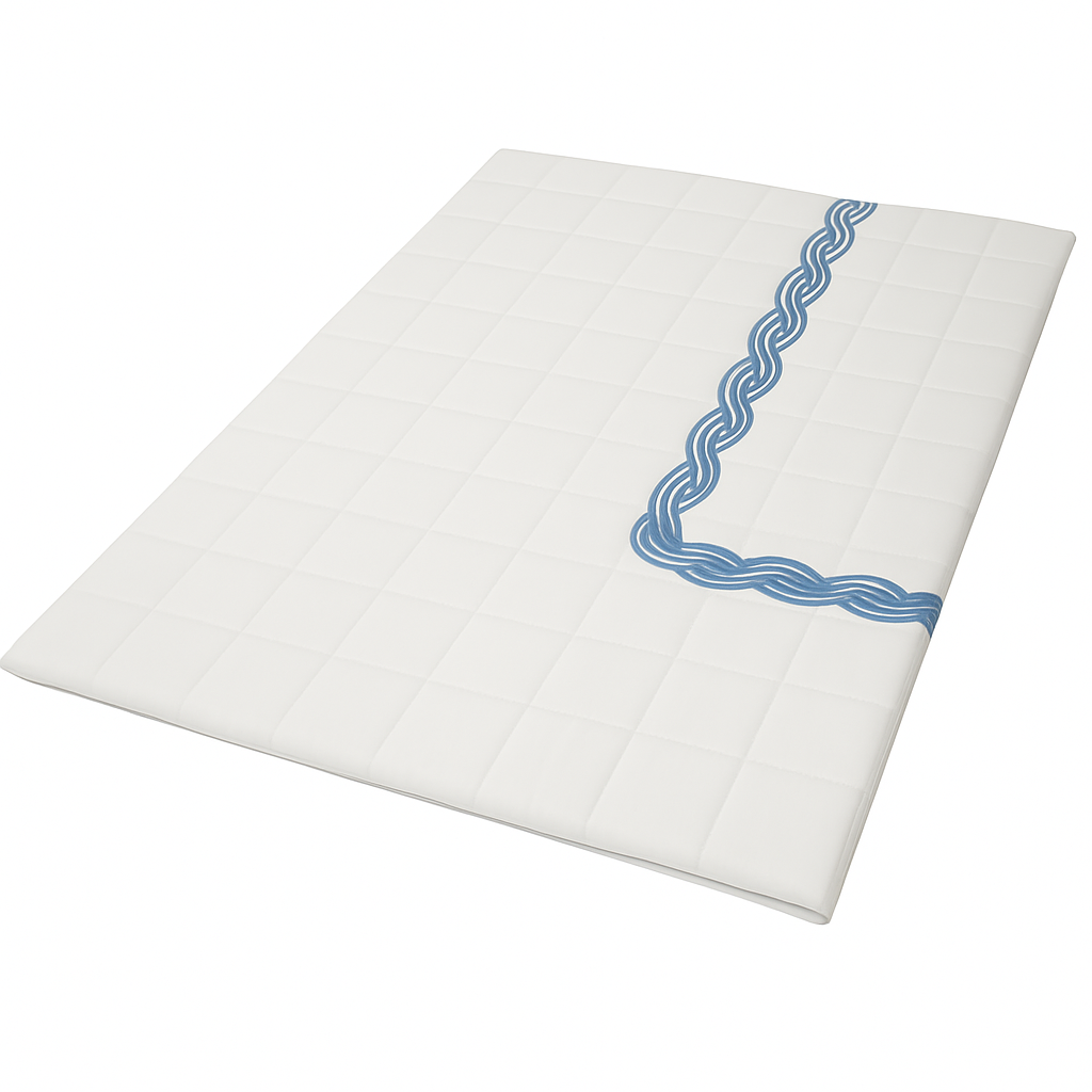 Embroidered Coverlet - Blue Ropes