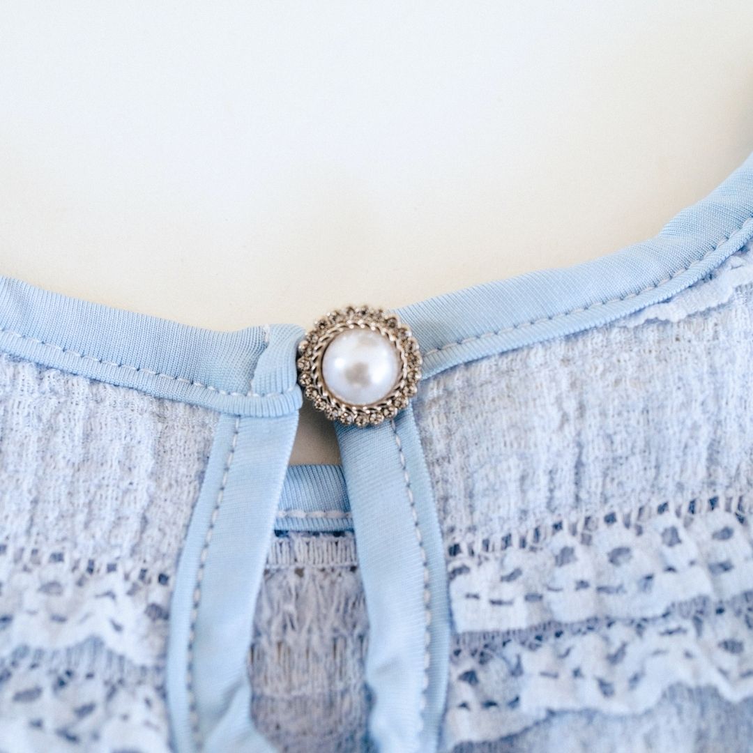 Ruffle Blue Pearl Onesie- Infant