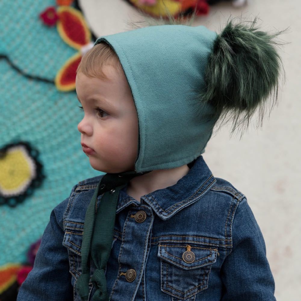 Brimless Bonnet In Blue Spruce (add Ears Or Poms)