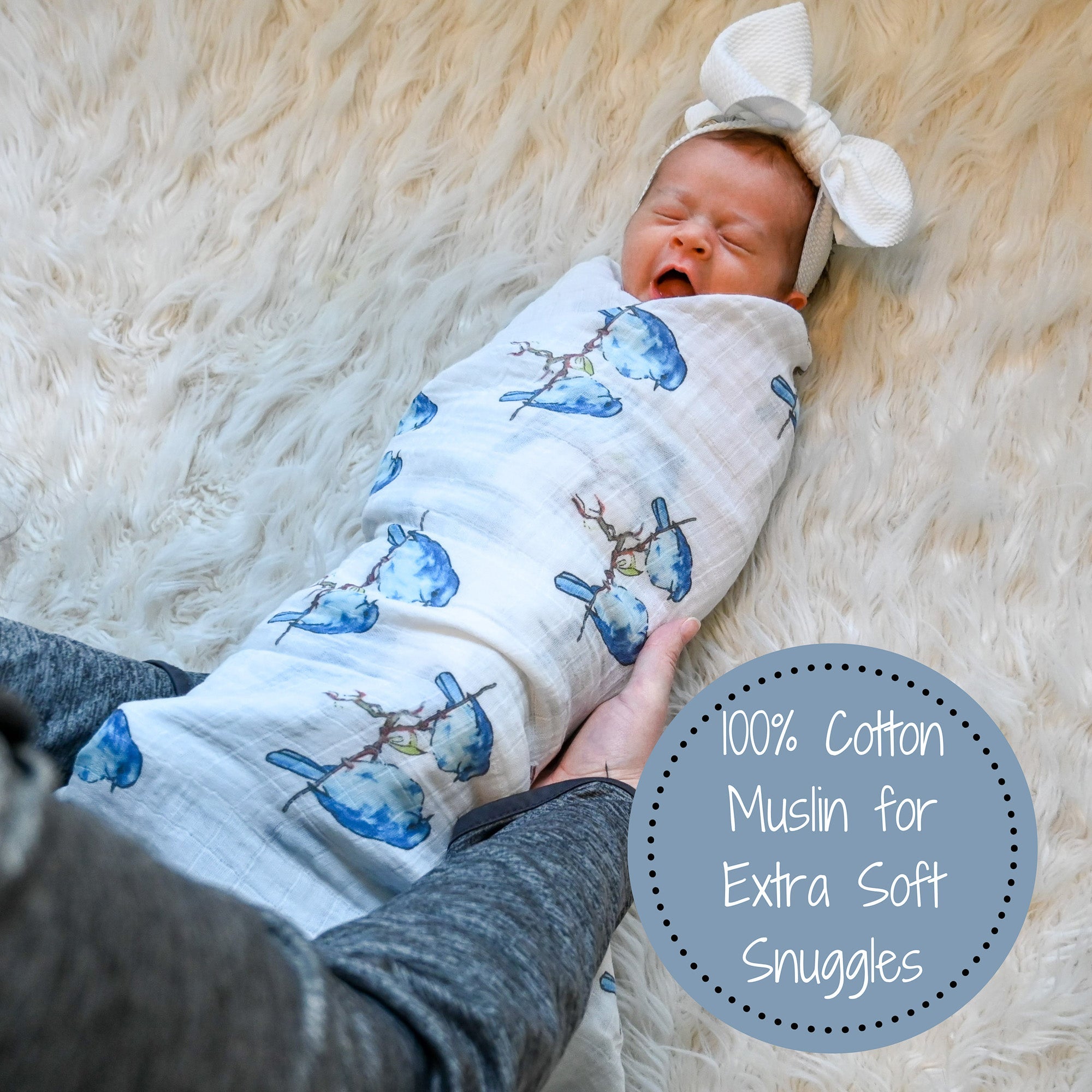 Bluebirds Of Happiness Swaddle Blanket