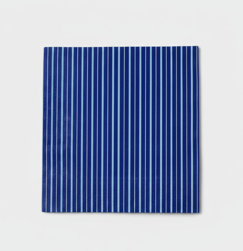 Navy Blue Fine Stripes Napkins (set Of 16)