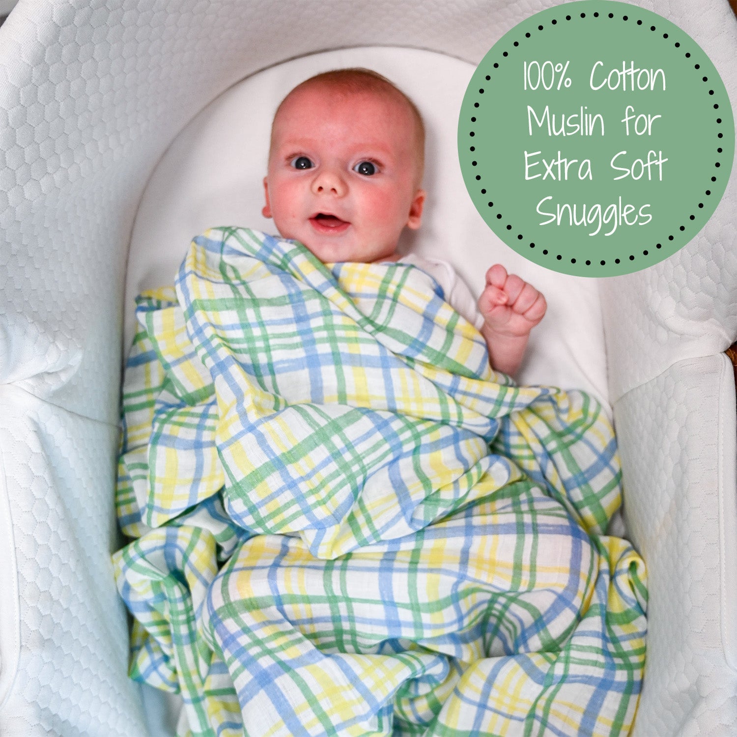 Blue Plaid Swaddle Blanket