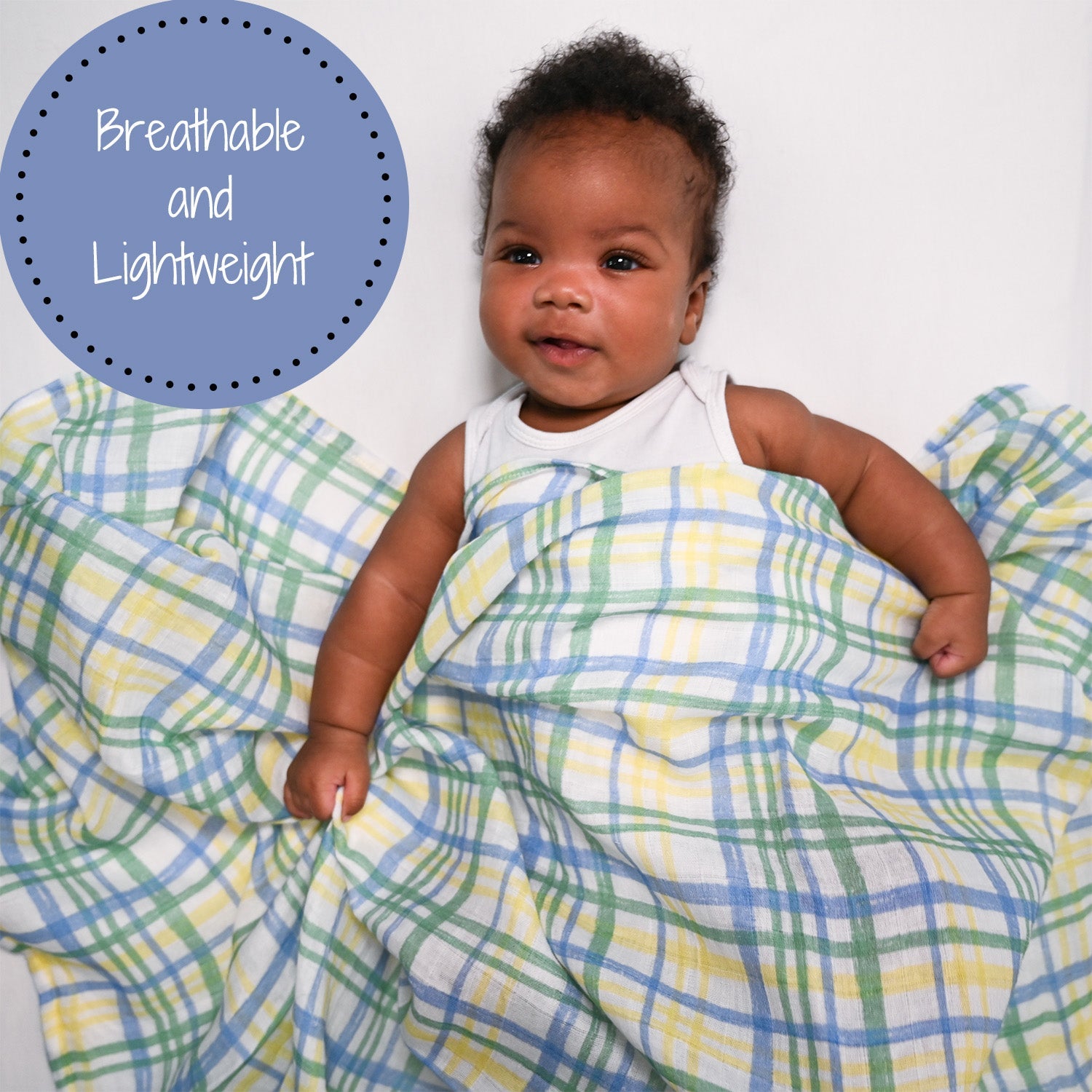 Blue Plaid Swaddle Blanket