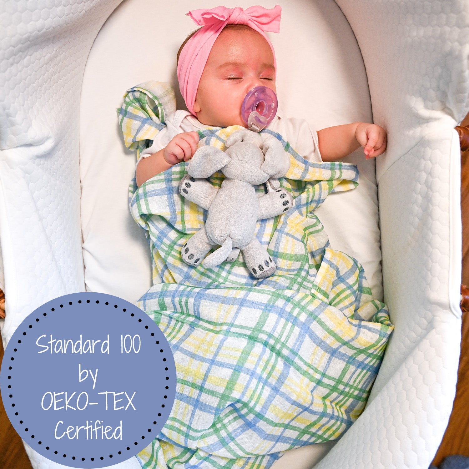 Blue Plaid Swaddle Blanket
