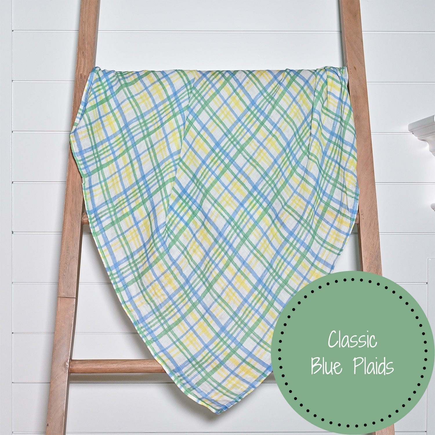 Blue Plaid Swaddle Blanket