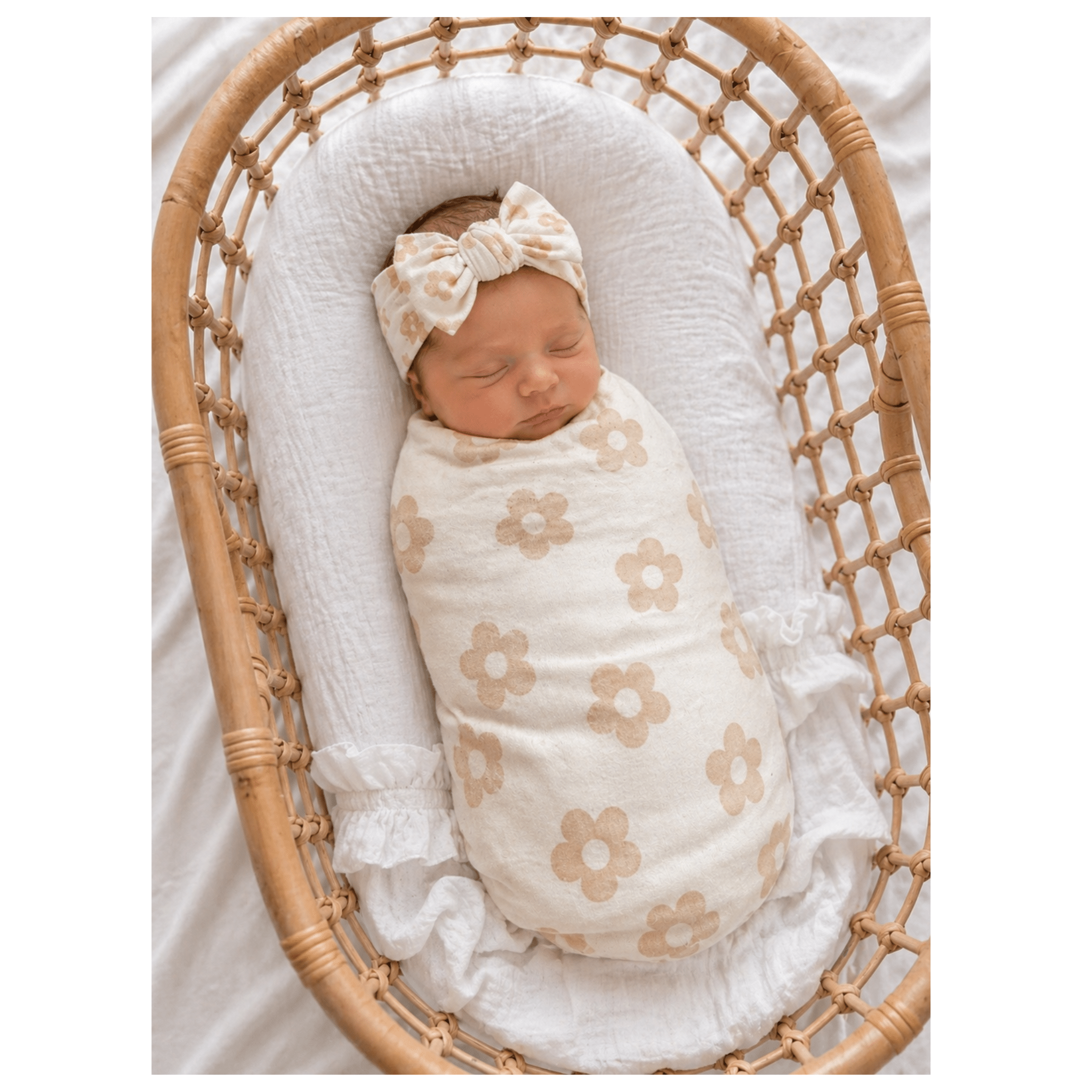 Bamboo Stretch Swaddle - Blush Daisy