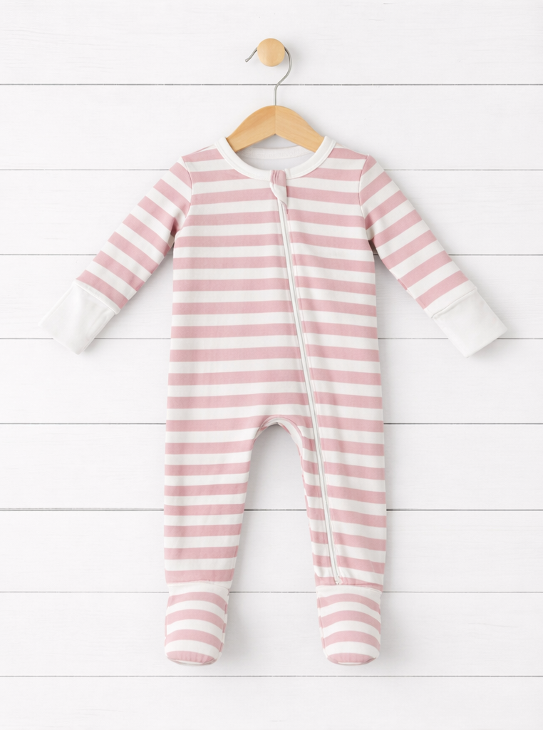 Blush Stripes Footie
