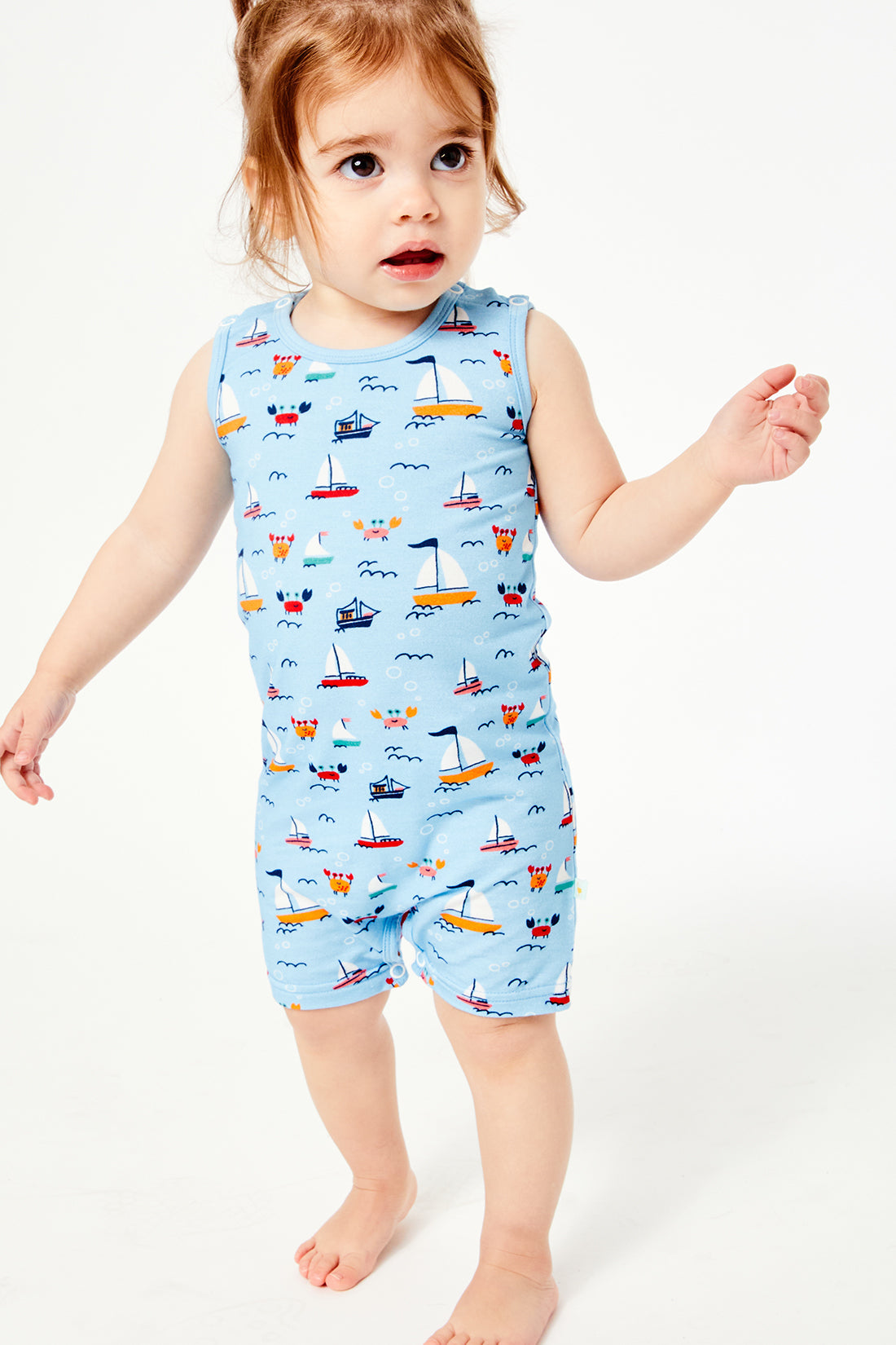 Tank Top Shorts Romper - Beach Boats