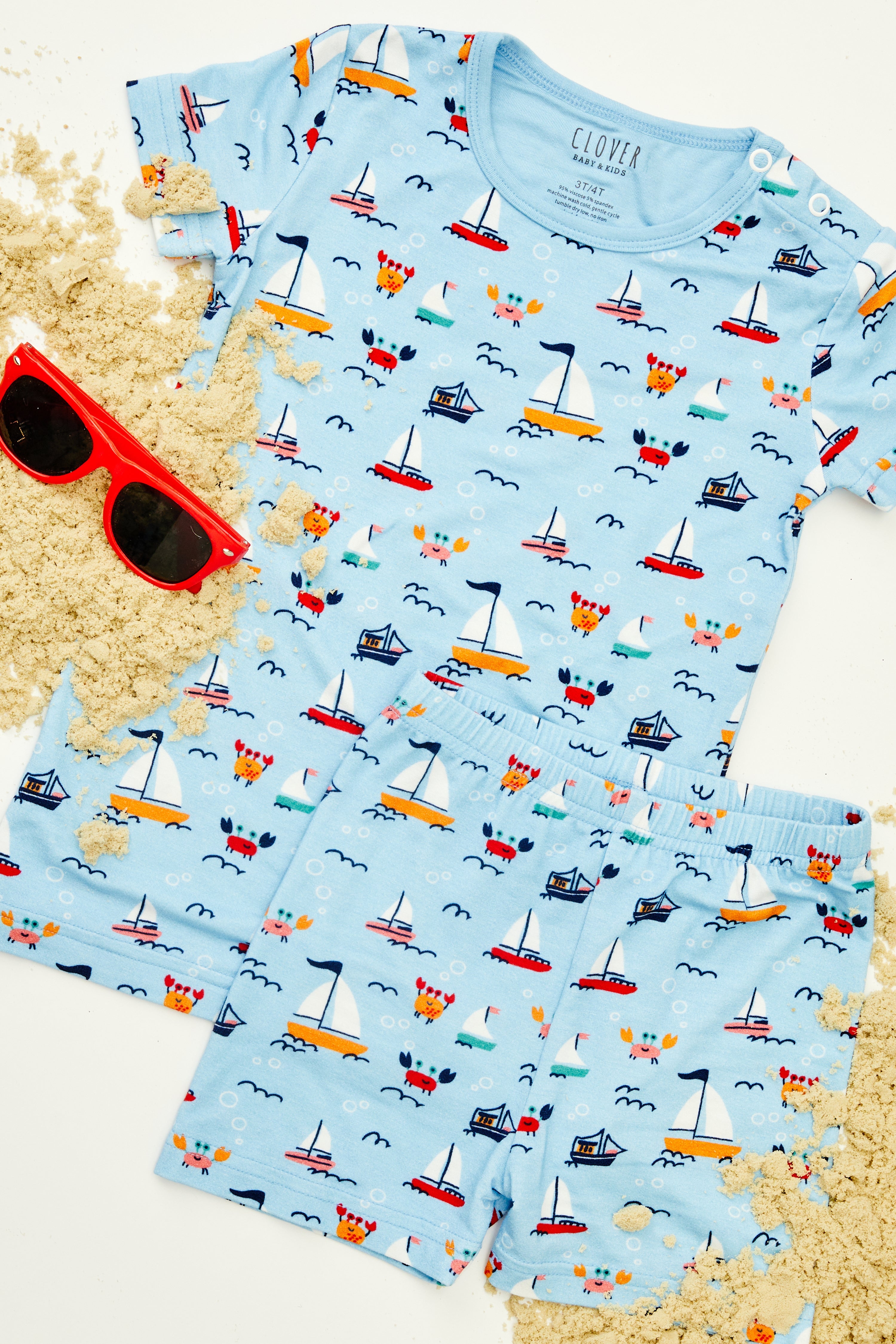 Shorts Pajama Set - Beach Boats