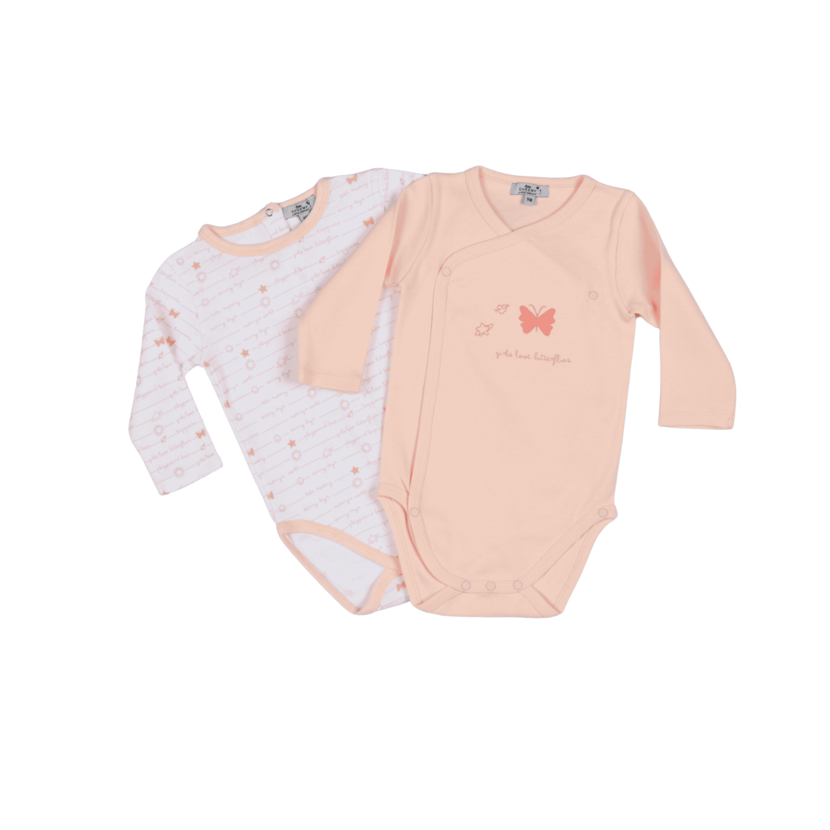Baby Girls White & Cloud Pink Cotton Bodysuit Set (2)