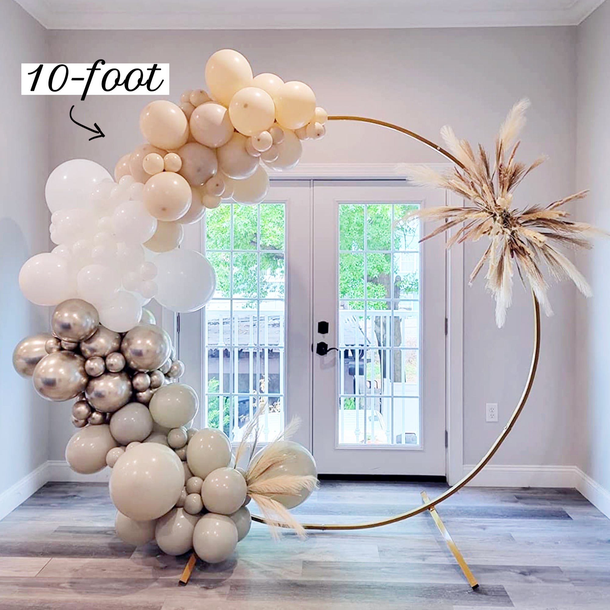 Neutral Boho Balloon Garland Kit – Linen, Gray, Gold, White