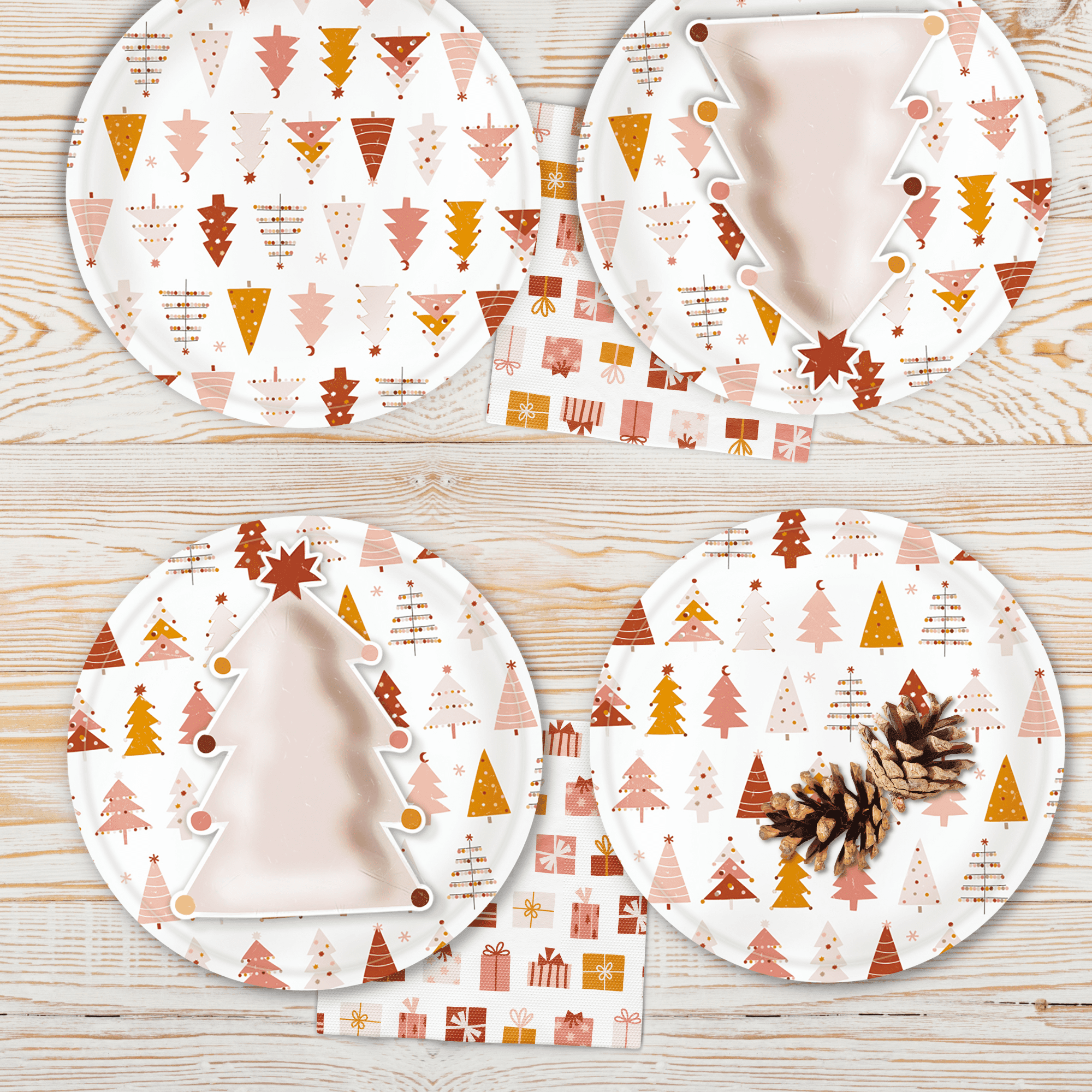 Pink Christmas Tree Paper Plates