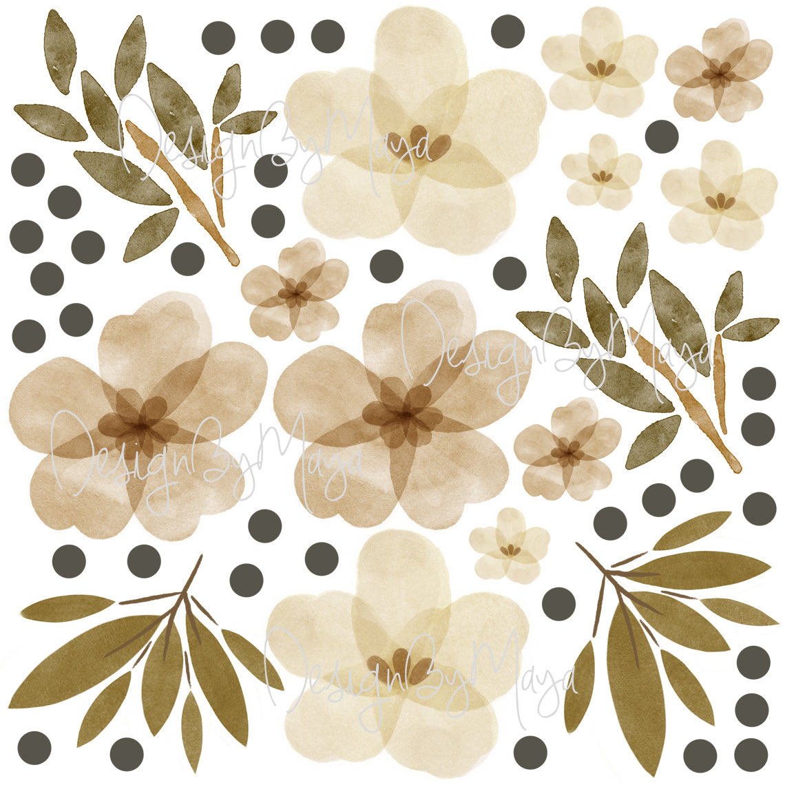 Boho Leaves & Foliage Wall Decals - Fabric Nursery Wall Art Decals
