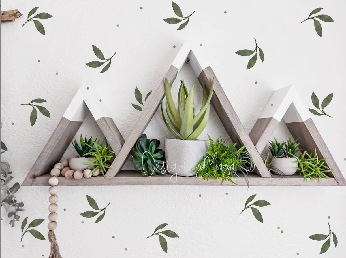 Scandinavian Brown Leaves - Fabric Nursery Wall Art Decals