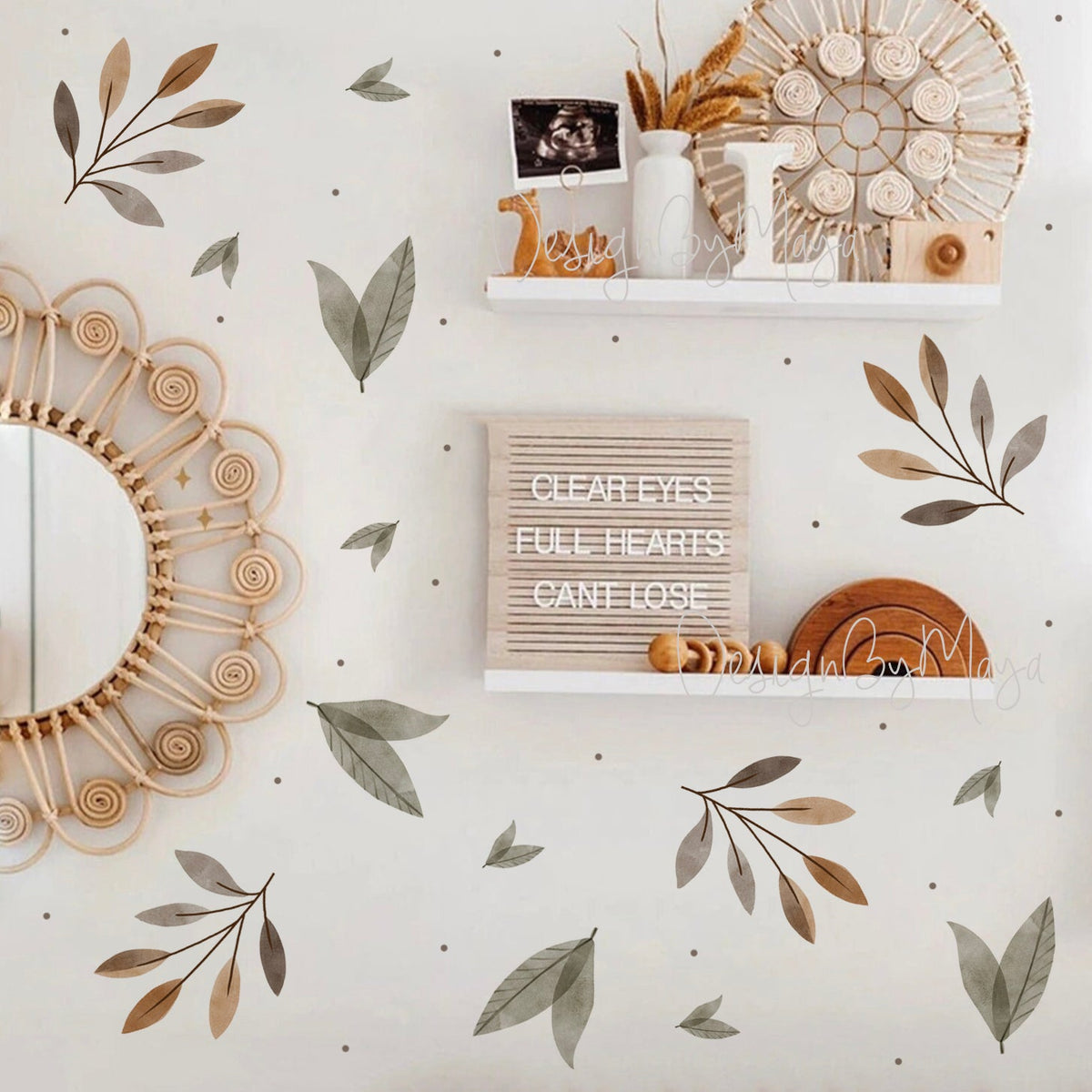 Watercolor Foliage And Leaves - Fabric Nursery Wall Art Decals